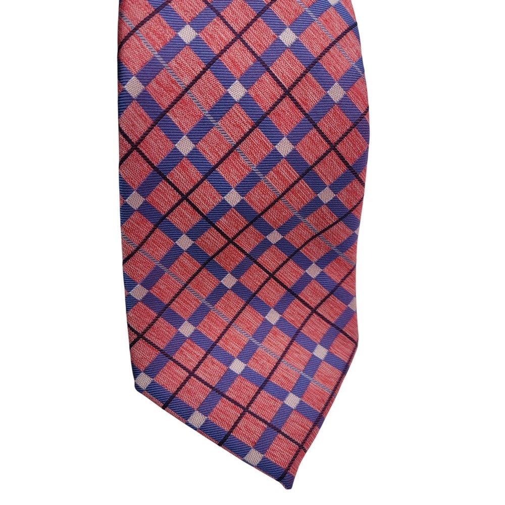 Perry Ellis Portfolio Red Purple Plaid Mens Necktie 100% Polyester - Picture 11 of 11